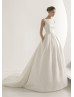 Ivory Satin Keyhole Back Wedding Dress With Pockets